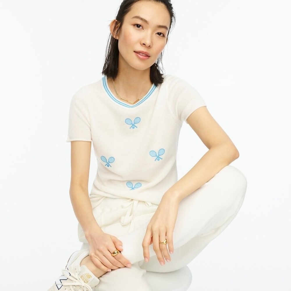 NWT J.Crew Cashmere Tennis Racket T-Shirt Sweater